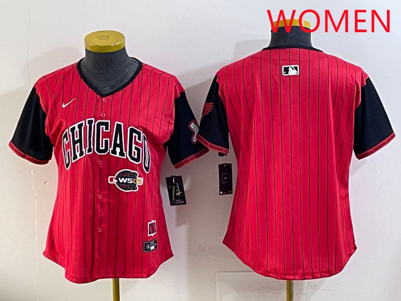 Women Chicago White Sox Blank Red Stripe Joint Name Nike 2025 MLB Jersey style 4->women mlb jersey->Women Jersey